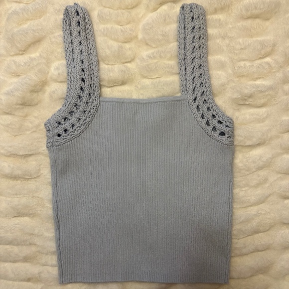 Aerie Blue Crochet Strap Tank Top - Picture 2 of 3